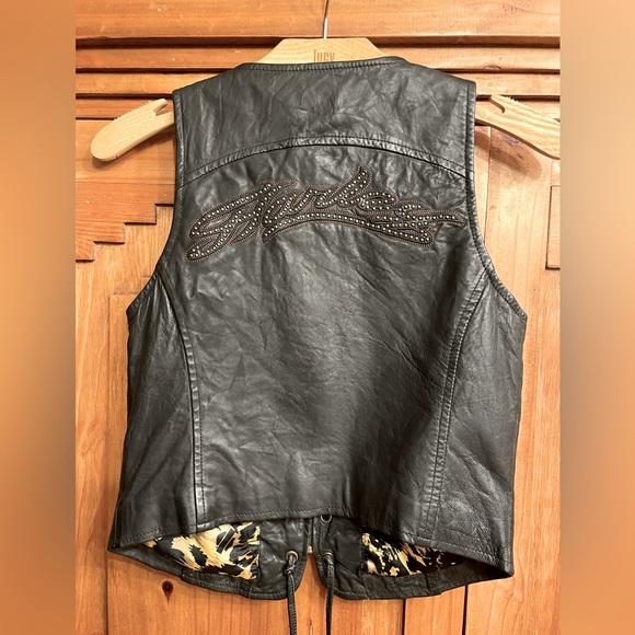Harley Davidson lambskin Vest with embellishments - Picture 3 of 11